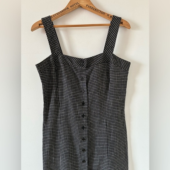 Ann Taylor LOFT 100% Linen Black and White Check Midi Dress - Size 6 - Picture 3 of 9